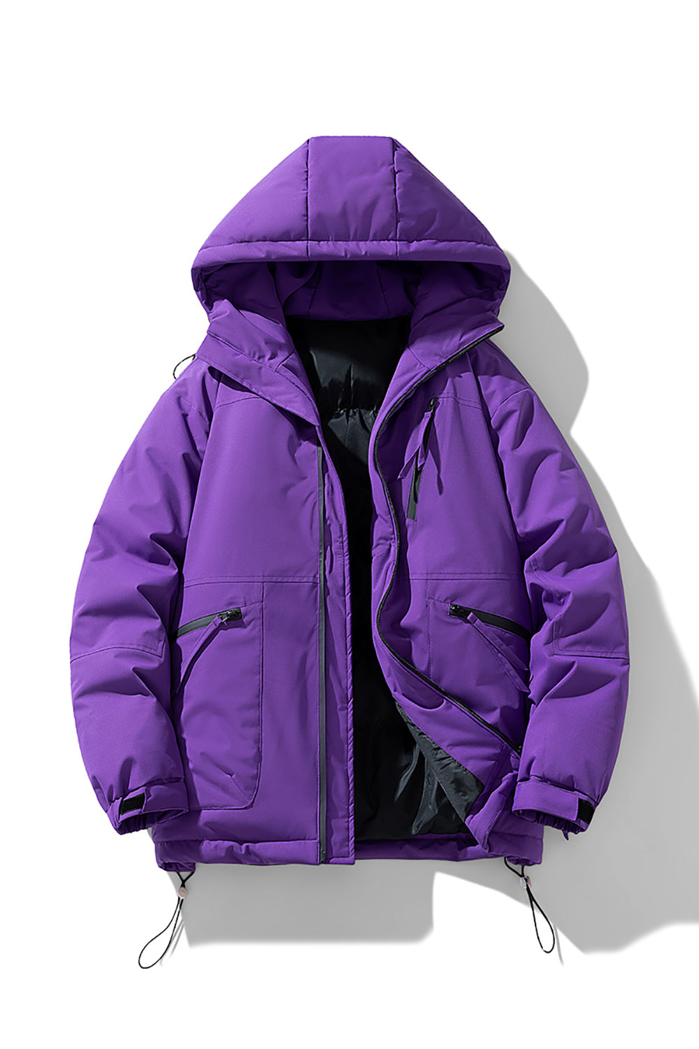 Men Hooded Solid Casual Bomber Jacket
