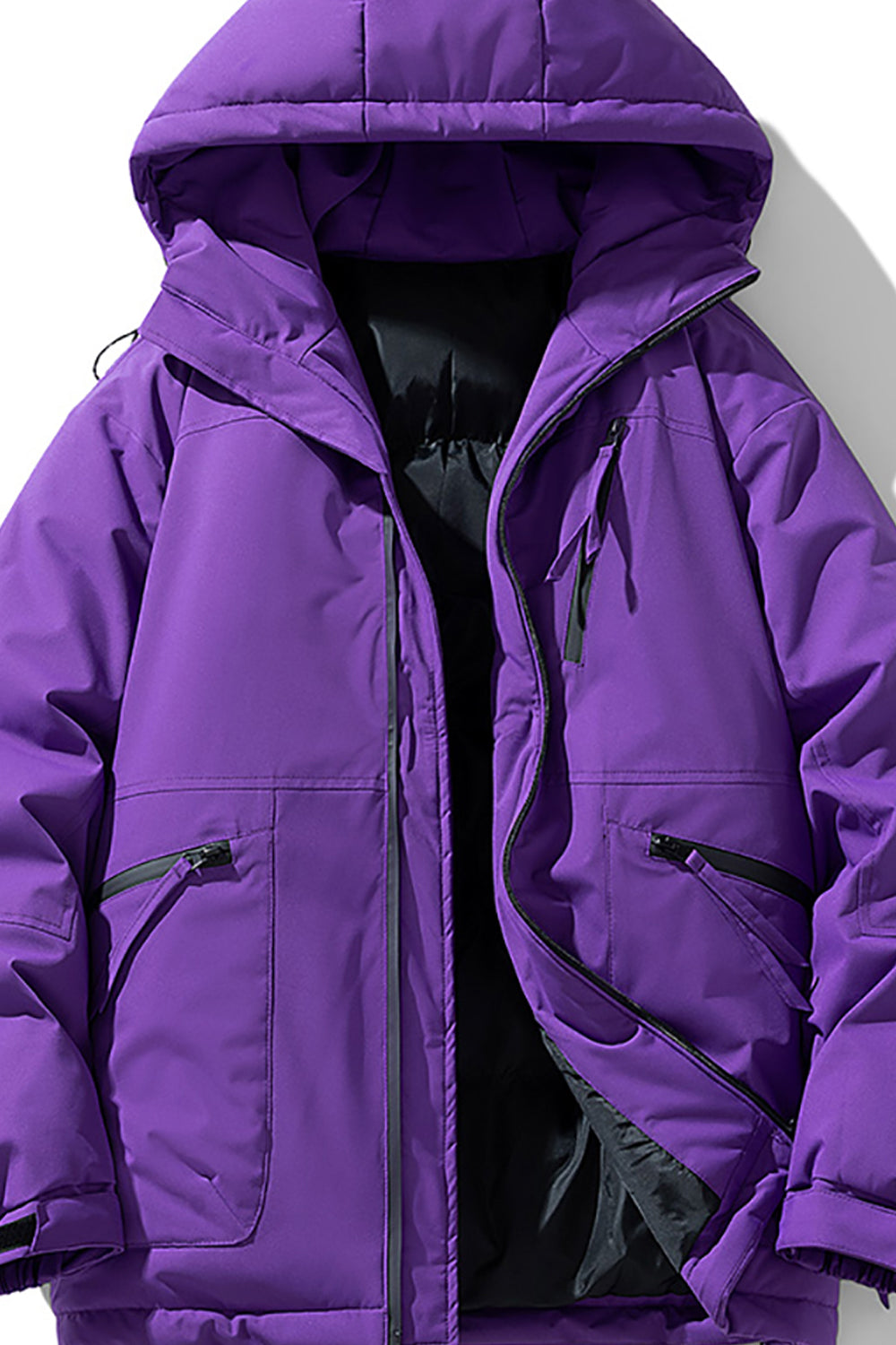 Men Hooded Solid Casual Bomber Jacket