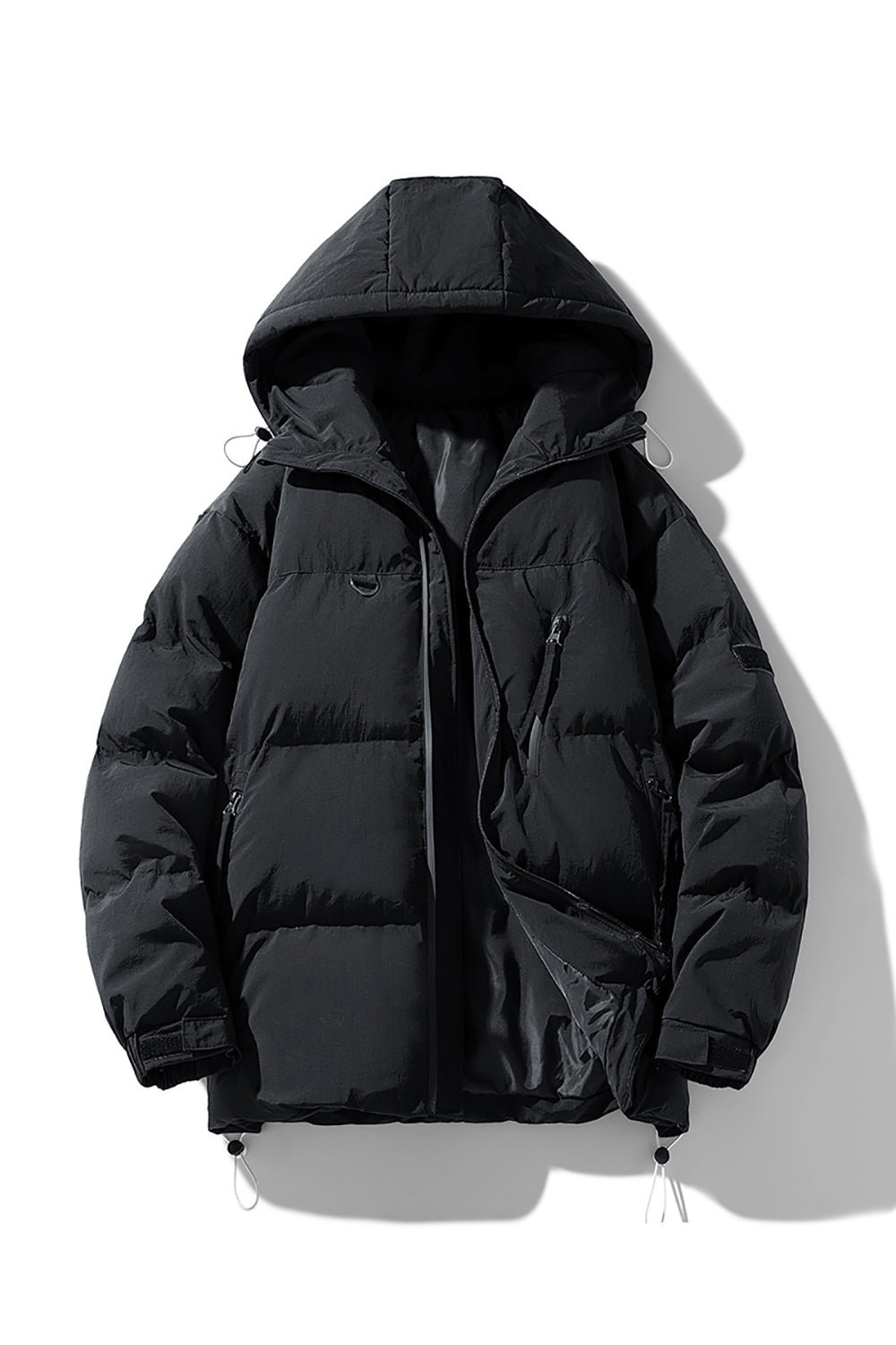Men Hooded Solid Casual Puffer Jacket