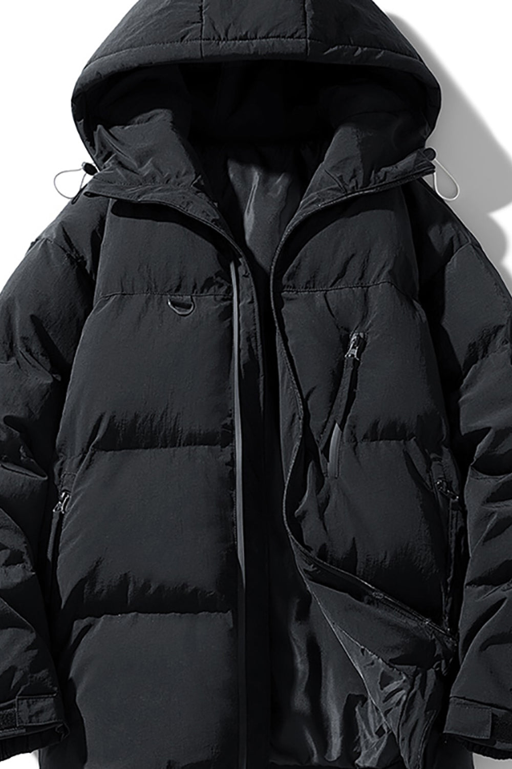 Men Hooded Solid Casual Puffer Jacket