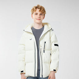 Men Hooded Solid Casual Padded Jacket