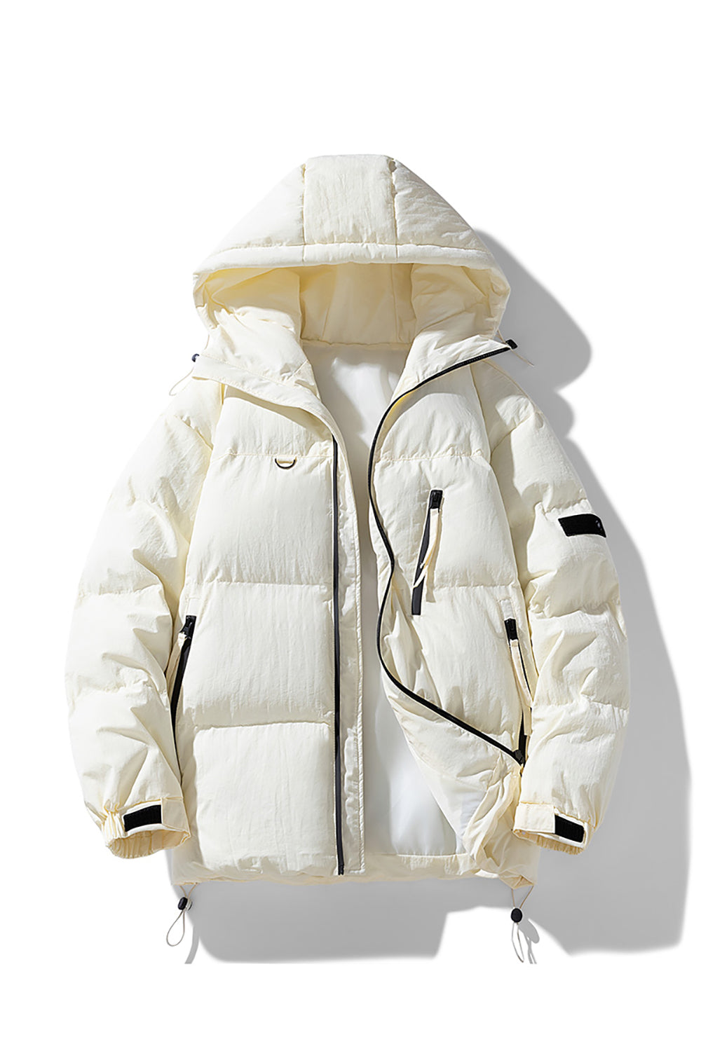 Men Hooded Solid Casual Padded Jacket