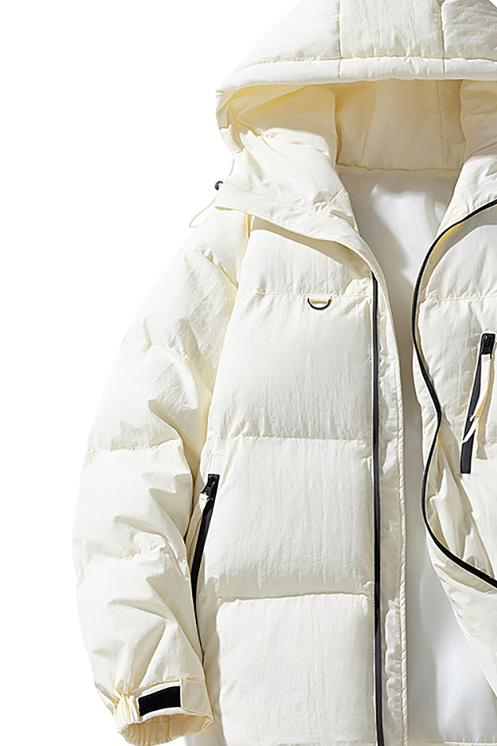 Men Hooded Solid Casual Padded Jacket