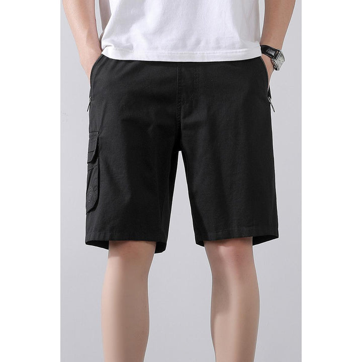 Solid Mid-Rise Cargo Shorts