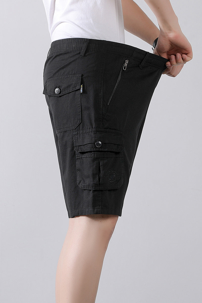 Solid Mid-Rise Cargo Shorts