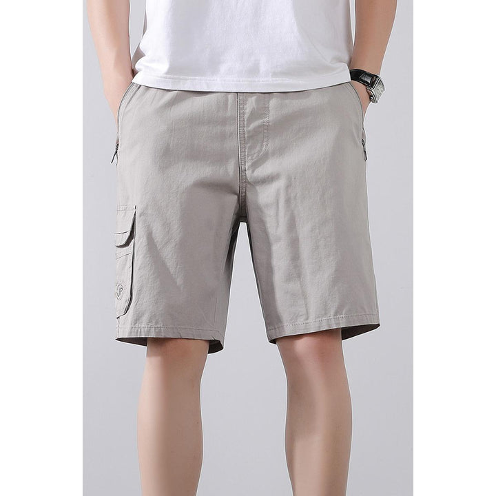Solid Mid-Rise Cargo Shorts