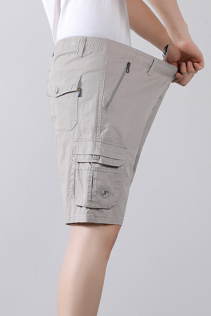 Solid Mid-Rise Cargo Shorts