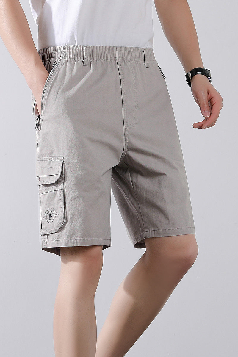 Solid Mid-Rise Cargo Shorts