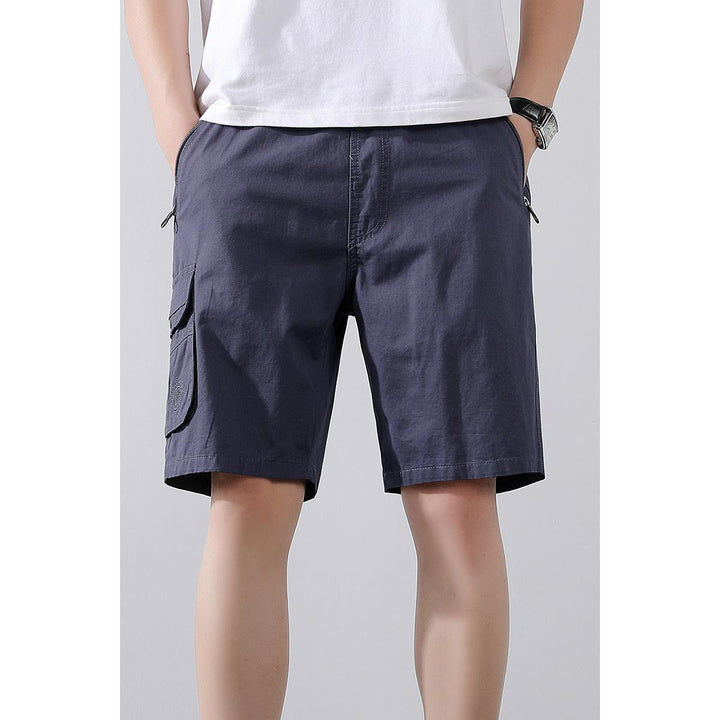Solid Mid-Rise Cargo Shorts