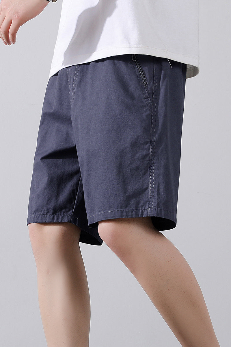 Solid Mid-Rise Cargo Shorts