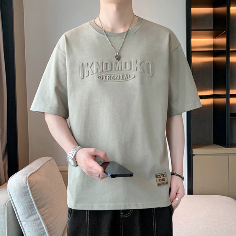 Men Typography Raw Edge T-shirt