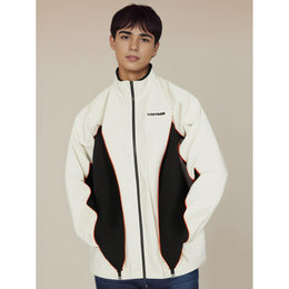 Men Mock Collar Colourblocked Casual Bomber Jacket