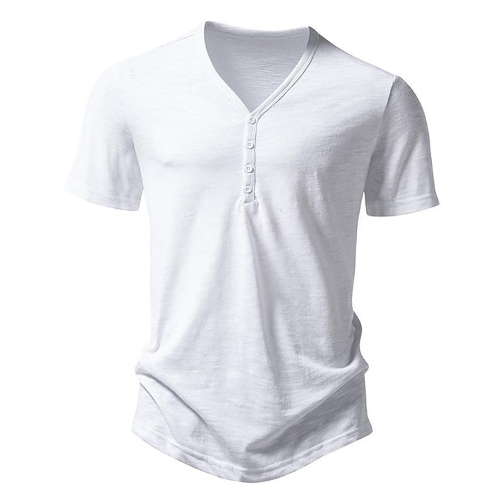 Men Solid Henley Neck Cotton T-shirt