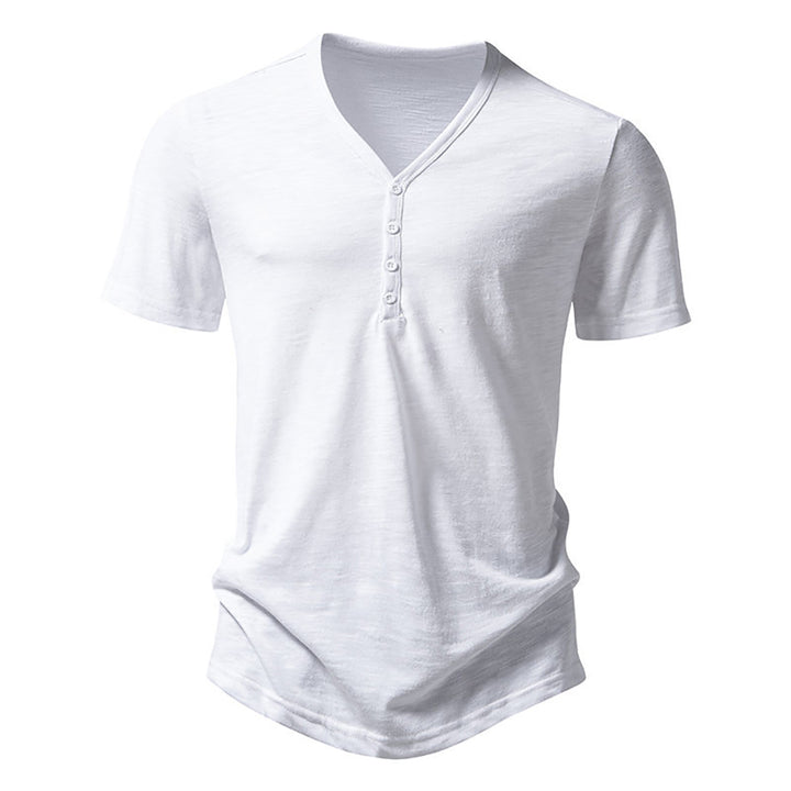 Men Solid Henley Neck Cotton T-shirt