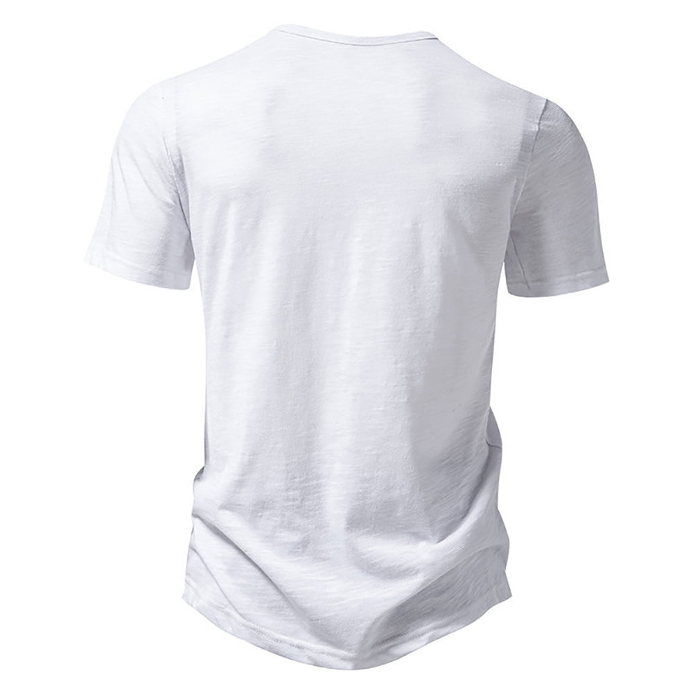 Men Solid Henley Neck Cotton T-shirt
