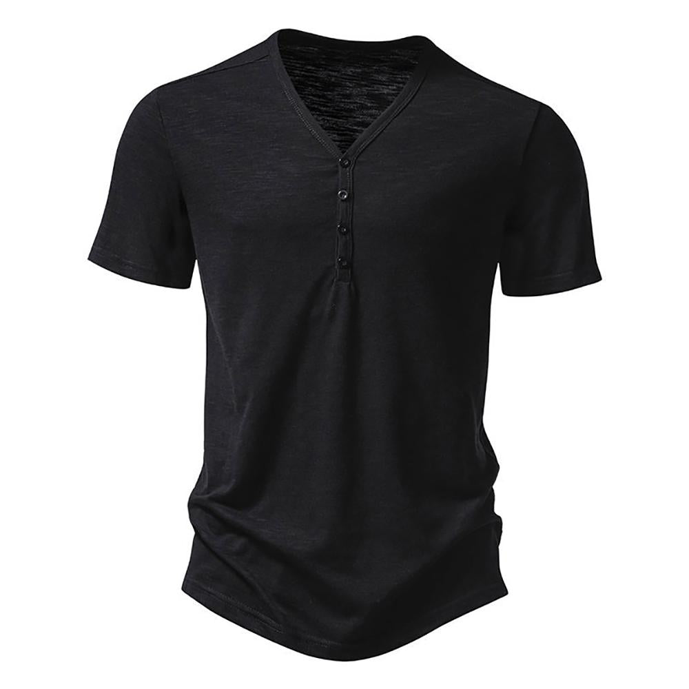 Henley Neck Cotton Regular Fit T-shirt