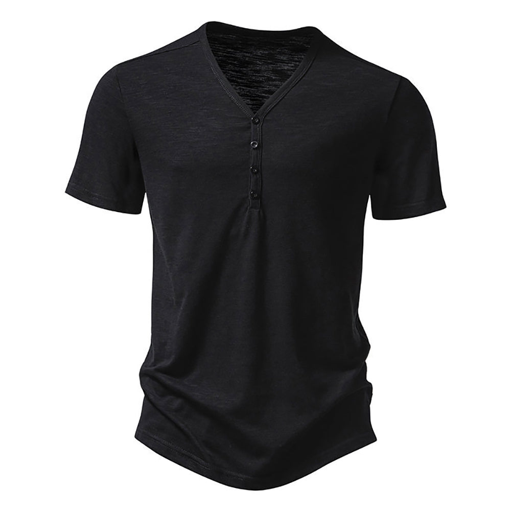 Henley Neck Cotton Regular Fit T-shirt
