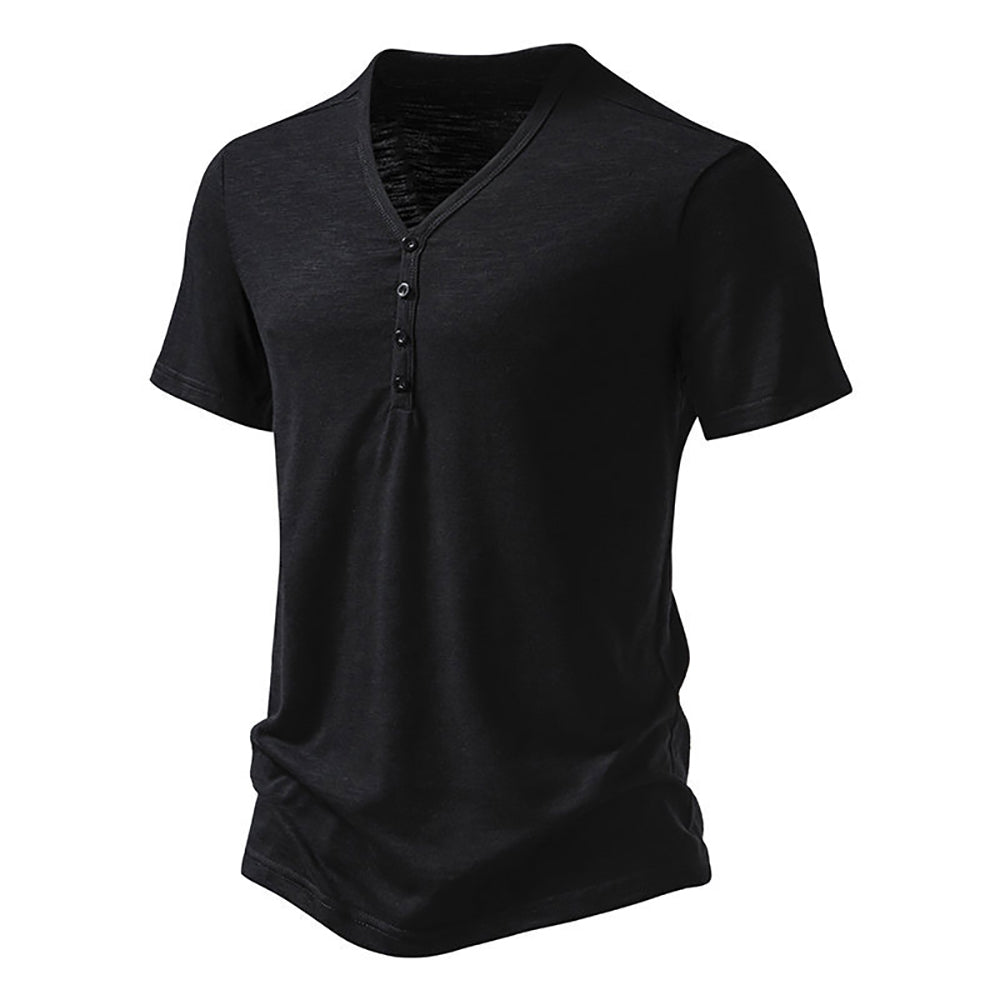 Henley Neck Cotton Regular Fit T-shirt