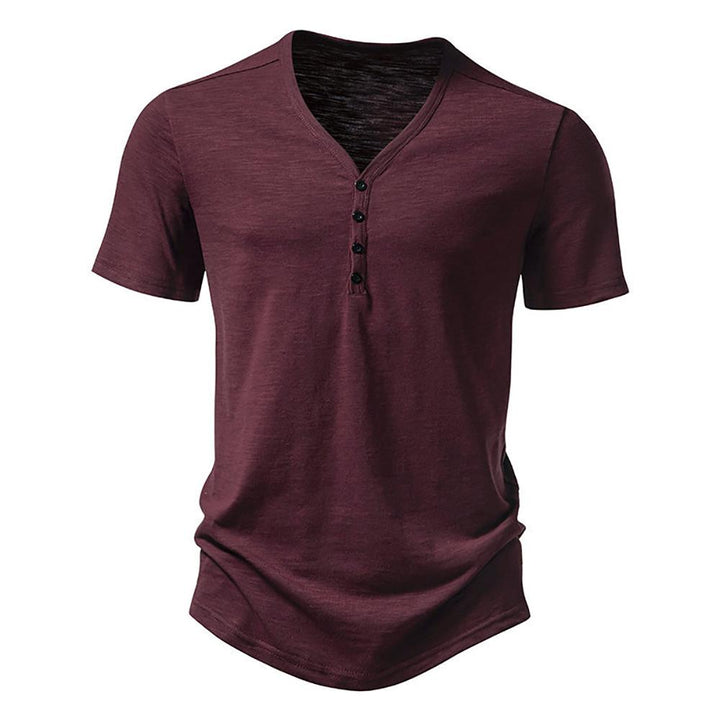 Men Solid Henley Neck Cotton T-shirt