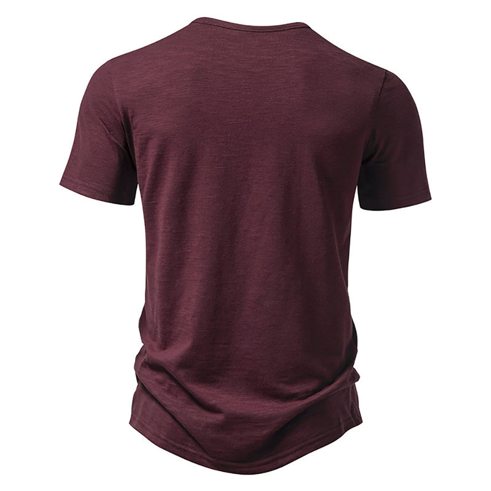Men Solid Henley Neck Cotton T-shirt
