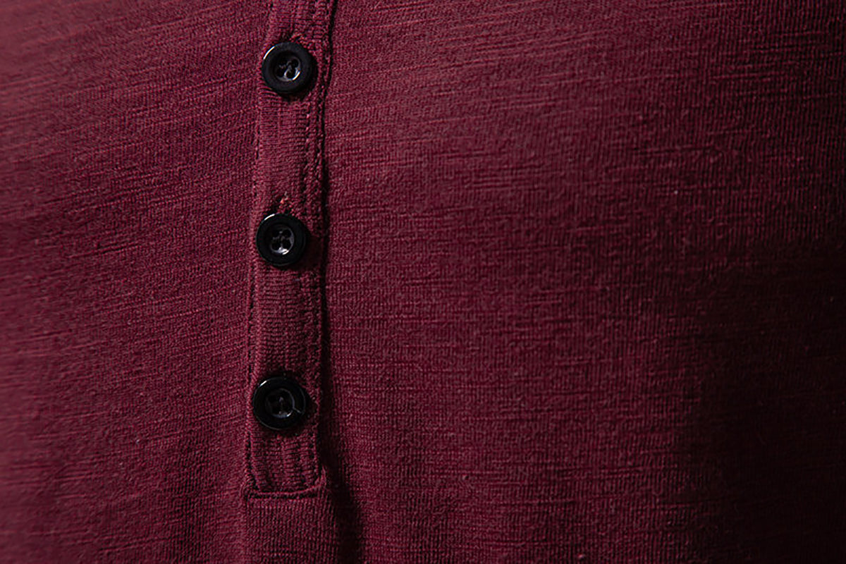 Men Solid Henley Neck Cotton T-shirt
