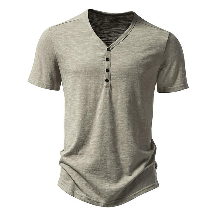 Men Solid Henley Neck Cotton T-shirt