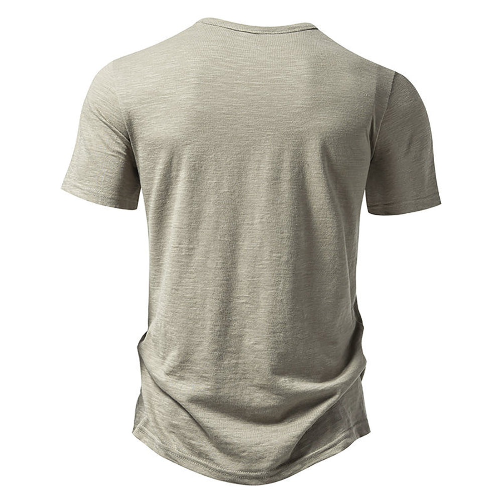 Men Solid Henley Neck Cotton T-shirt