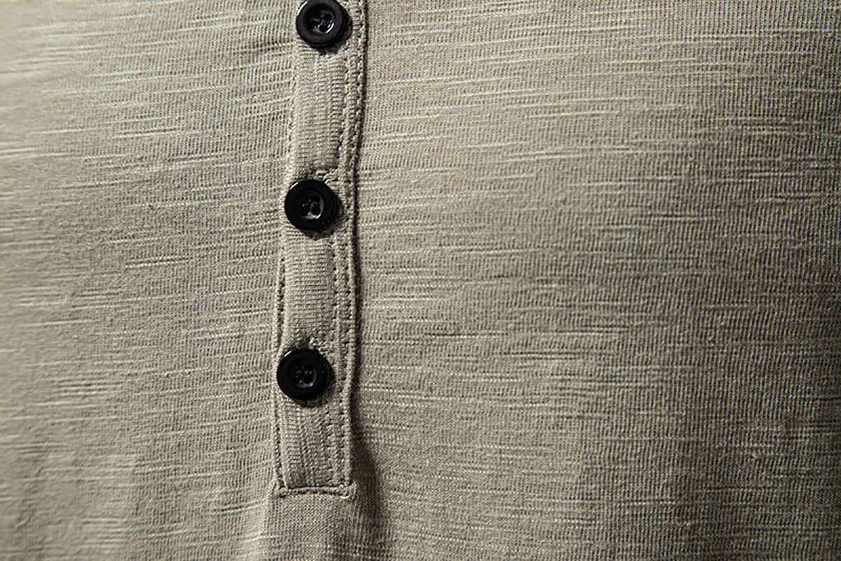 Men Solid Henley Neck Cotton T-shirt