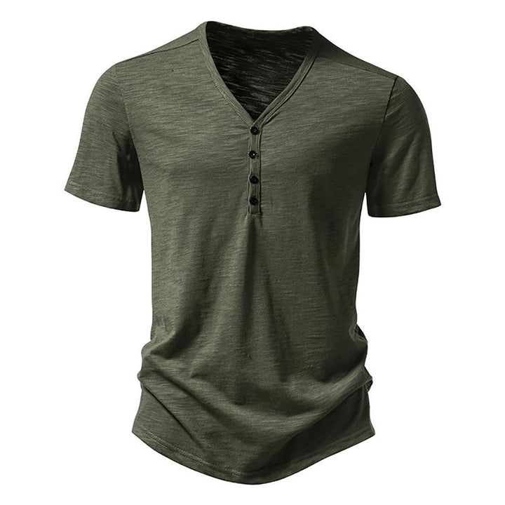 Men Solid Henley Neck Cotton T-shirt