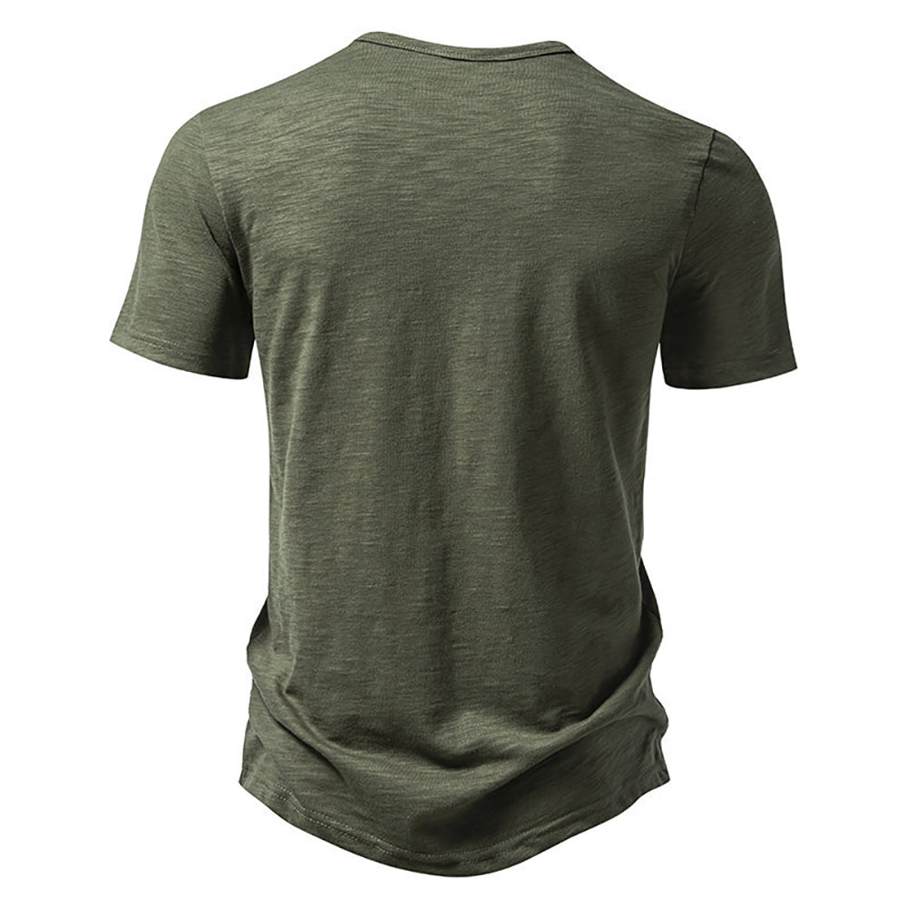 Men Solid Henley Neck Cotton T-shirt