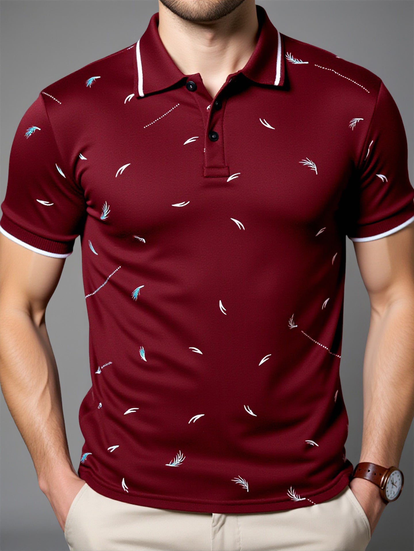 Abstract Polo Collar T-shirt