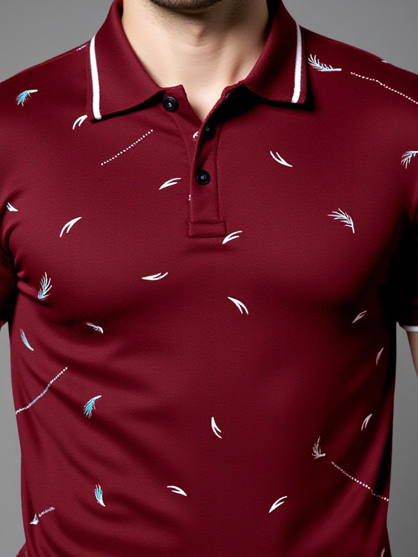 Abstract Polo Collar T-shirt