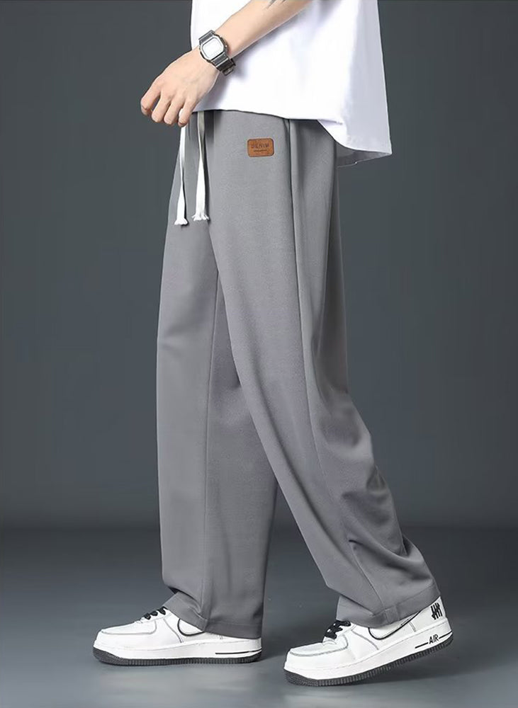 Men Loose Fit Flat-Front Wide Leg Trousers