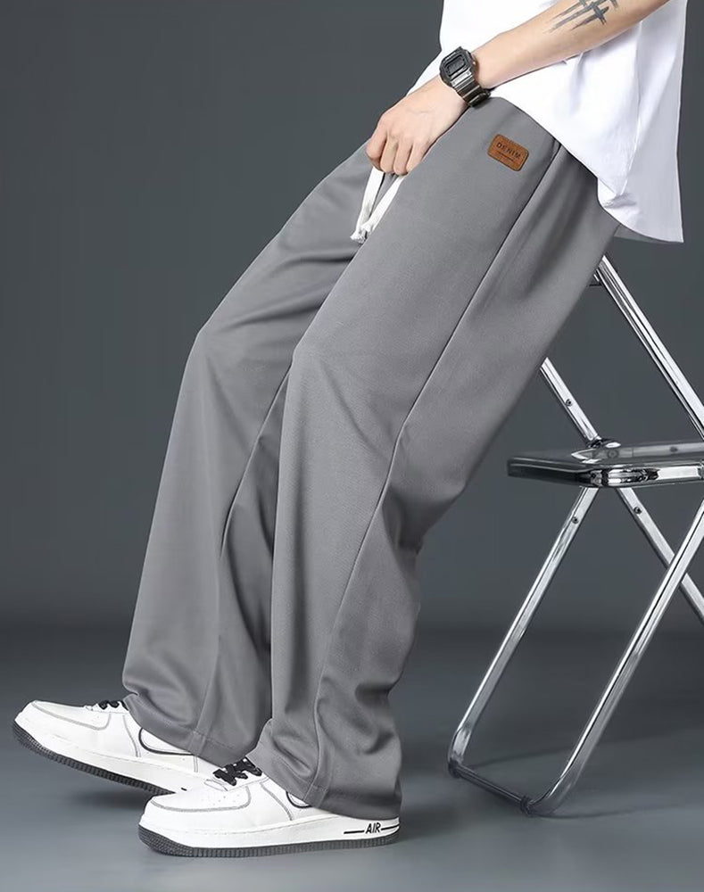Men Loose Fit Flat-Front Wide Leg Trousers