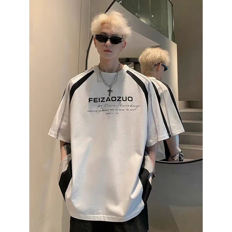 Men Typography Printed Round Neck Oversized T-shirt