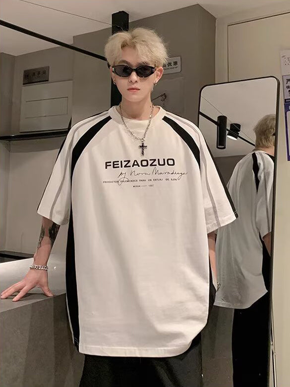 Men Typography Printed Round Neck Oversized T-shirt
