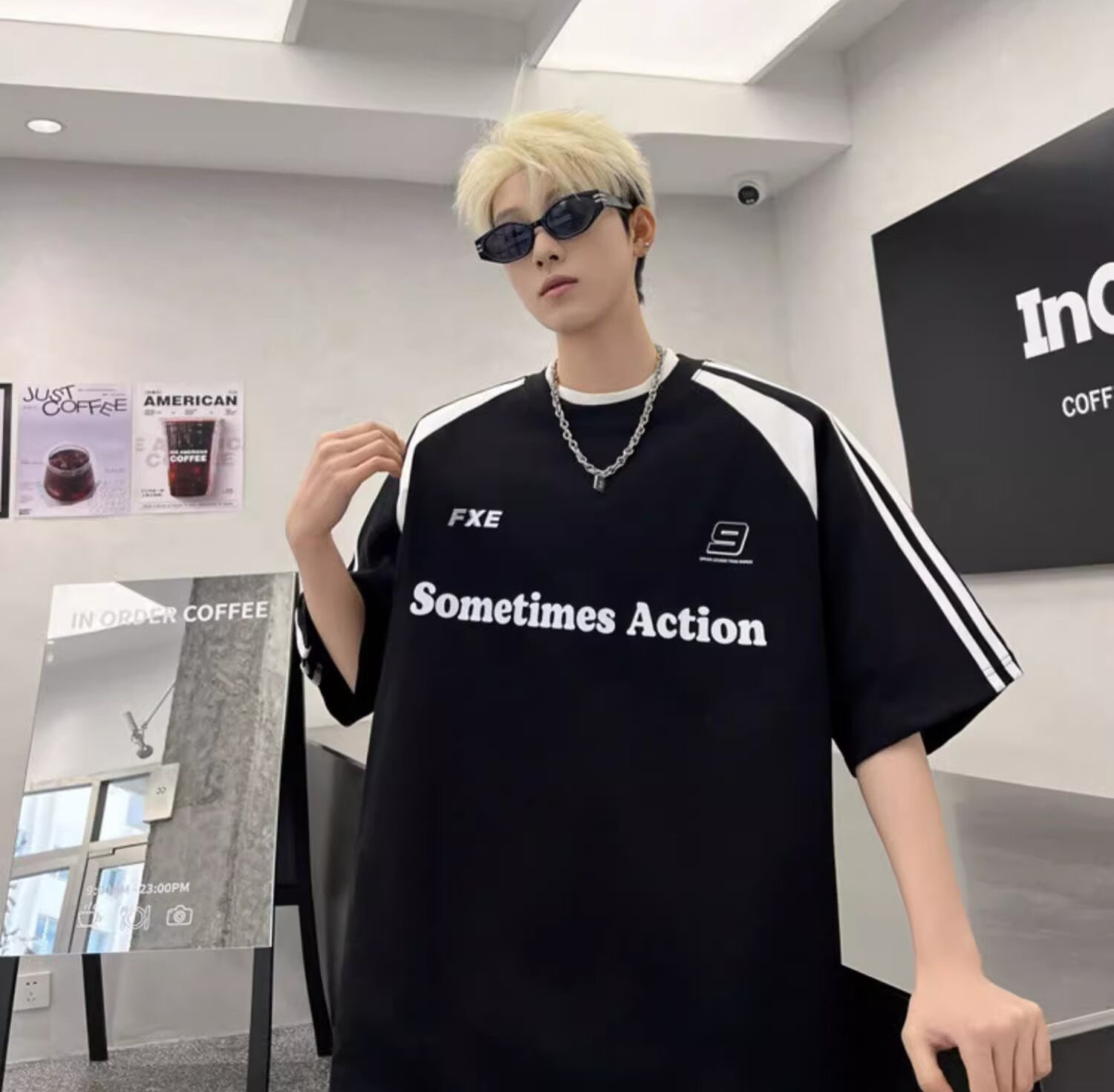 Men Typography Printed Round Neck Oversized T-shirt