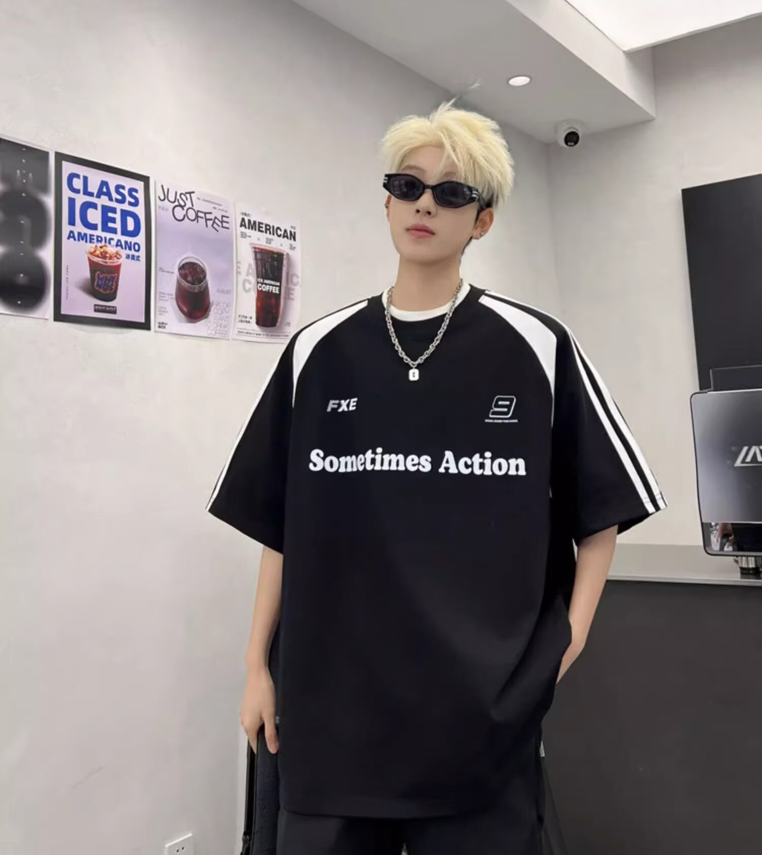 Men Typography Printed Round Neck Oversized T-shirt