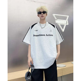 Typography Printed Round Neck Oversized T-shirt