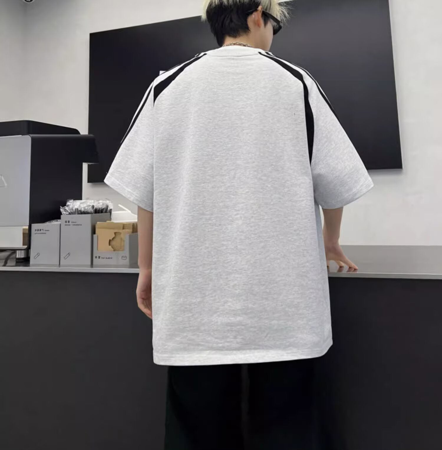Typography Printed Round Neck Oversized T-shirt