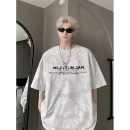 Men Typography Printed Round Neck Oversized T-shirt