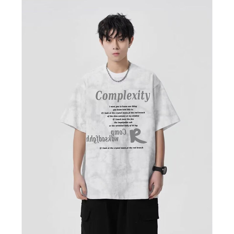 Typography Printed Drop-Shoulder Sleeves Oversized T-shirt