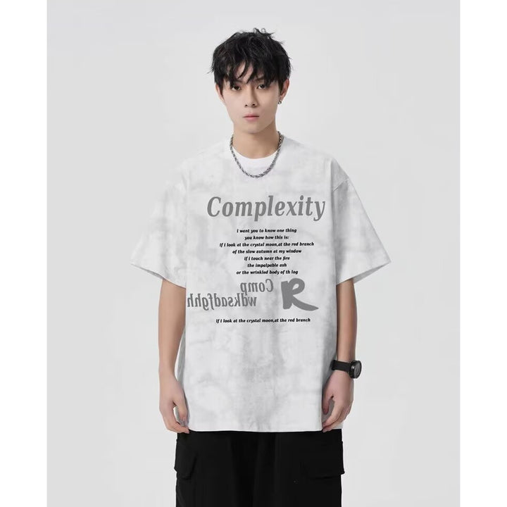 Typography Printed Drop-Shoulder Sleeves Oversized T-shirt