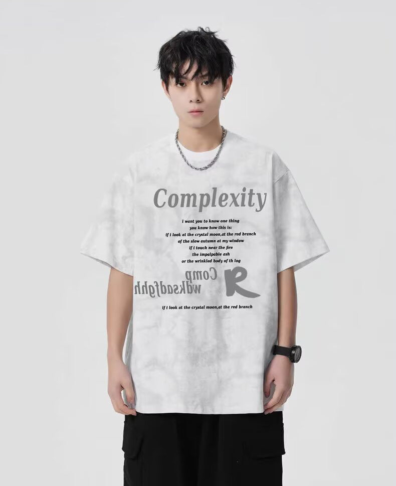Typography Printed Drop-Shoulder Sleeves Oversized T-shirt