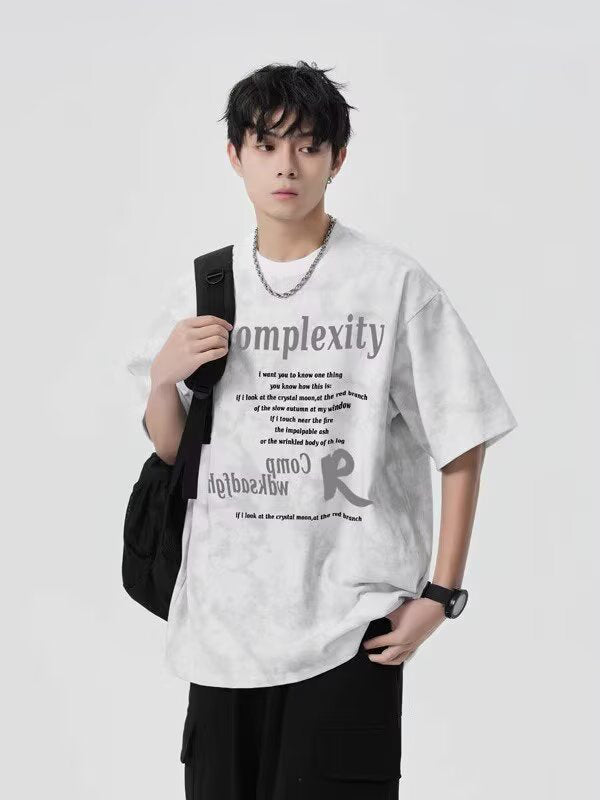 Typography Printed Drop-Shoulder Sleeves Oversized T-shirt