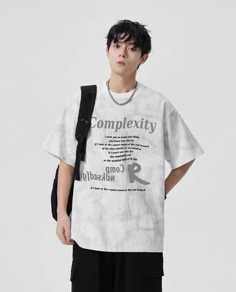 Typography Printed Drop-Shoulder Sleeves Oversized T-shirt