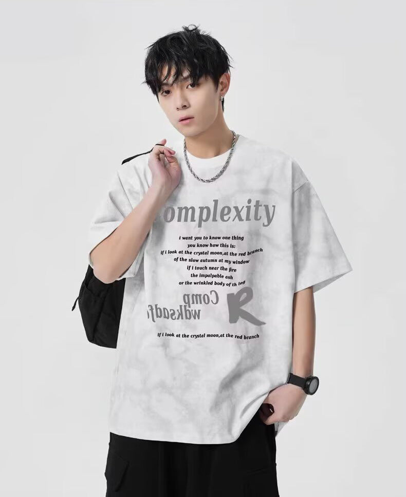 Typography Printed Drop-Shoulder Sleeves Oversized T-shirt