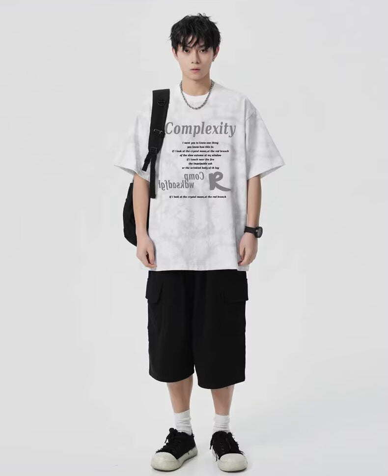 Typography Printed Drop-Shoulder Sleeves Oversized T-shirt