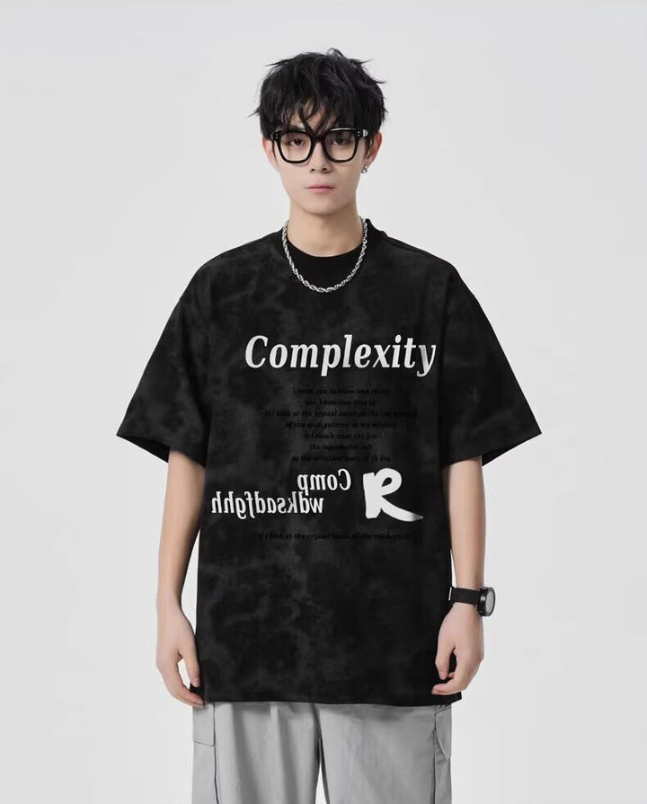 Typography Printed Drop-Shoulder Sleeves Oversized T-shirt
