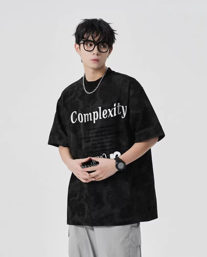 Typography Printed Drop-Shoulder Sleeves Oversized T-shirt